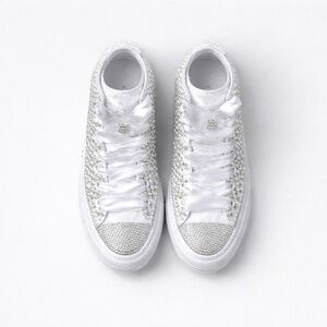 Pearl & Rhinestone Hightop Converse Shoes, Wedding Pearl Shoes Ready To Ship